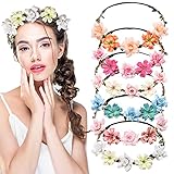 GmeDhc Blumenkranz Haare, 6 Stück Blumen Krone Hochzeit Braut, Haarband Blumen, Hochzeit Blumenkranz, Künstlich Blumenkranz Mädchen, Blumenkraanz Haare Set für Festival Party Hochzeit Strand