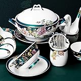 YNIYUJKL 70-Teiliges Tafelservice, Porzellan-Geschirrset Aus Dem Jingdezhen-Palast Für 12 Personen, Luxuriöses Französisches Keramik-Tellerset Für Familienhotels