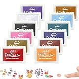 Stempelkissen, 12 Stücke Fingerstempel, Stempelkissen Kinder für Papier Handwerk Stoff, Scrapbook, Kinder Geburtstags (Verschiedene Farben)