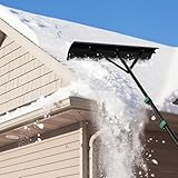 Ollewiellan Photovoltaik Schneeschieber Mit Rollen, pv schneeschieber 108-360 cm teleskopierbar aus Aluminium, Modulschutz-Gummileiste, Kratzfest & rostfrei