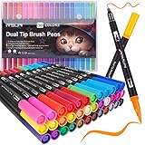IVSUN Dual Brush Pen Set Filzstifte 36 Farben Pinselstifte Marker Fineliner Set für Bullet Journal, Handlettering, Malbücher, Kalender 2022, Kalligraphie, Manga