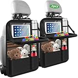 2 Stück Auto Organizer, Autositz Organizer, Große Rückenlehnenschutz, Wasserdicht Multifunktionale Auto Aufbewahrungstasche Kinder, Sitzschutz mit Klapptisch,Tablet Tasche und Viele Taschen, Schwarz