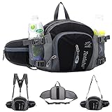 SINOKAL multifunktionale Militärstil Canvas-Pack Gürteltasche Wasser Widerstand Fanny Packungen mit Flaschenhalter für laufen, Wandern, Radfahren, Klettern, Camping Reisen (Schwarz)