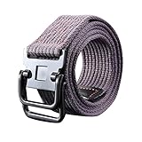 Herren Erwachsene Uni Canvas Schnellverschluss Schnalle Außengürtel Herren Outdoor Trainingsgürtel Flexibler Ledergürtel, grau, L