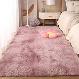 XUEDNGM Schlafzimmer Bettvorleger Teppich 135 x 345 cm Flauschige Teppich Hochflor Teppich Wohnzimmer Pflegeleicht Und Einfarbig, Weich Modern Unifarben für Wohn Schlafzimmer, lila rosa