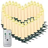 SunJas 10/20/30/40/50 Weihnachten LED Kerzen Lichterkette Kerzen Weihnachtskerzen Weihnachtsbaum Kerzen mit Fernbedienung Kabellos Timer [Energieklasse A+++]