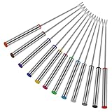 Prasacco 12 Stück Fonduegabeln, Grillgabeln aus Edelstahl 24 cm Fondue-Sticks mit Hitzebeständigem Griff für Obst, Gemüse, Marshmallows, Käse, Schokolade, Fondue, Braten, Fleisch (Silber)