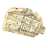 DHH166 2 Packungen Arbeitskappe mit Knöpfen, Schweißband, verstellbare Hüte, chirurgische Kappen für Damen, Herren, goldenes Saxophon, Musiknoten, Mehrfarbig 9, Einheitsgröße