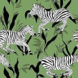 VaryFloral Selbstklebende Tapete Grün Klebefolie Möbel 44.5cmx400cm Möbelfolie Selbstklebend Zebra Muster Fototapete Küchenfolie Dschungel Wandtapete Tropisch Folie für Tisch Arbeitsplatte Küche