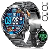 LIGE Militär Smartwatch Herren mit LED-Licht,1,62' AMOLED HD Smartwatch mit Telefonfunktion,Fitnessuhr,Schwarze Uhr mit 110+ Sportmodi,Herz-/Schlaftracking,IP68 wasserdicht sportuhr für iOS/Android