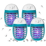 Insektenvernichter Elektrisch,4 Stück Mückenstecker,UV Mückenlampe Fliegenfalle Innenbereich Mückenfalle Mückenschutz,Tragbare Fliegenfallen für Schlafzimmer, Wohnzimmer Büro, Küche