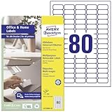 AVERY Zweckform L4732REV-10 Universal Etiketten (800 Klebeetiketten, 35,6x16,9 mm auf A4, wieder rückstandsfrei ablösbar / abziehbar, individuell bedruckbare, selbstklebende Aufkleber) 10 Blatt, weiß