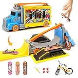 Aolieh Finger Skateboard Rampe, Fingerboard Rampe Set Transforming Truck Spielzeug Ultimate Sport Training Requisiten Spielzeug für Kinder Inklusive Mini Skateboards und Fahrräder