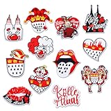 Köln Bügelbilder Karneval,12 Stück Bügelbild Köln Aufnäher zum Aufbügeln,Rot Weiß Aufbügelbilder Accessoires,Reparaturflicken zum Annähen fur Karneval Kostüm Deko,DIY,Basteln