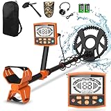 Metalldetektor, Kroosim Metalldetektor Profi Set für Erwachsene und Kinder, 5 Modi, 10 Zoll Detektionstiefe, IP68 Wasserdicht Spule Metalldetektoren mit LCD-Display, Höhenverstellbares