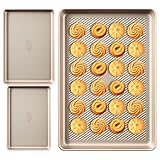 Backformen, Backbleche aus Kohlenstoffstahl, antihaftbeschichtet, 3 Stück, strukturiertes Muster für Pizza, Pancake, Kuchen, Muffin Brownie