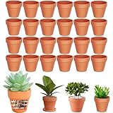 Cerkkapo 24 Stück 5 X 5.5 cm Terrakotta Topf,Tontöpfe Klein mit Abflussloch,Kleine Tontöpfe zum Basteln,Mini Terrakotta Tontöpfe,Wiederverwendbar Tontopf,Terracotta Blumentopf Pflanzen für Zimmer Büro