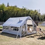 Outdoor 10㎡ Weltraumcampingzelt, Großes Aufblasbares Zelt, Mit Schornsteinausgang, Integrierter Luftsäule, PU2000mm Wasserdicht, Für Die 4 -Saison -Familie Gamping