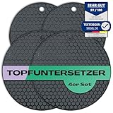 NetroxHome® 4er Set Topfuntersetzer aus Silikon | hitzebeständig, spülmaschinenfest & rutschfest | Topflappen für Küche & Tisch | runder Untersetzer Unterlage für Töpfe Pfannen (2X 18cm 2X 14cm)