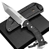 Wolfgangs IMPETUS Hochwertiges Outdoor Messer Feststehend aus feinstem 440C Stahl - Jagdmesser inkl. Kydex Holster - Survival Messer Outdoor das perfekte Überlebensmesser in der Wildnis (Silber)