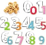 CANCYCC Edelstahl Zahlen Ausstecher, 9 Stück, Digitaler Keksausstecher, Fondant Cookie Cutter, DIY Backform, Schulanfang, Kuchen Kekse Ausstechform