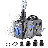 EXLECO Super Eco Teichpumpe Filterpumpe 3600L/H 20W Energiespar Wasserpumpe Koiteich Bachlaufpumpe Springbrunnenpumpe Aquarium Pumpe Brunnen Pumpe für Außen Wasserfall Teich Bachlauf Garten Brunnen