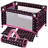 Kinderplay Puppenreisebett – Faltbares Puppenbett mit Tragetasche & Bettwäsche – Für 43–46 cm Puppen (Baby Born, Baby Annabell) – Leichtes Spielzeugbett, Modell KP0400R