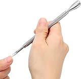 AFTREN Professioneller doppelseitiger hypoallergener Edelstahlschieber (Nagelhautschieber) (Silber)