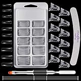 metagio 100 Stück Dual Nail Forms Set, Nagelverlängerung Nagel Gel Formen Set für Gelnägel Acryl Nägel mit Nagelspitzen Clip,Dual-Ended Pinsel und Nagelspitzen
