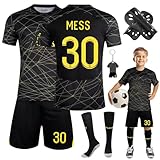 Heartsking Fussball Trikot Kinder, 23/24 Fussballtrikot Kinder Jungen Hause/Auswärts mit Fussball Socken Schienbeinschoner Schlüsselanhänger Weihnachts Geschenke Neujahrsgeschenk für Jungen