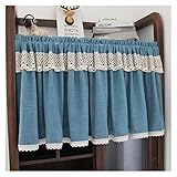 Blaue Garnvorhänge für Küchenschrank, kurzer Vorhang, Waschbecken-/Schrankvorhang, Volants für Küchenfenster, Wohnzimmer, Schuhschränke, Kleiderschränke, Türvorhänge, 200 x 76 cm