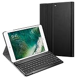 Fintie Tastatur Hülle für iPad 9.7 Zoll 2018 2017 / iPad Air 2 / iPad Air - Ultradünn leicht Schutzhülle Keyboard Case mit magnetisch Abnehmbarer drahtloser Deutscher Bluetooth Tastatur, Schwarz