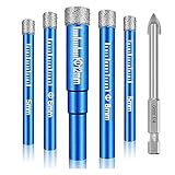 DINESA Fliesenbohrer Set, 6 Stück Diamantbohrer 5-12 mm Fliesenbohrer Diamantbohrer für Keramik Granit Porzellan Fliesen A