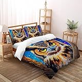 SOJFGSNAJ Eule Bettwäsche Damen Kinder Mädchen Wendebettwäsche Für Einzelbett Bettwäsche Aus Microfaser Bettbezug Mit Kissenbezug King（220x240cm）