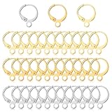 Tucnoeu 150 Stück Ohrringe Basteln Ohrringe Selber Machen Ohrring Haken, 13x15mm Edelstahl Französische Ohrhaken in Silber, Gold, Roségold für DIY Schmuckherstellung