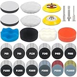 Pomsare 133 Stück Polieraufsatz Akkuschrauber, 75mm Schleifscheiben Nassschleifpapier, Scheinwerfer Politur Polierset Polierschwamm Polierpad, Genieß neu Ergebniss
