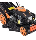 TOP CUT Multifunktionaler Benzin Rasenmäher 196 cm³ - 56 cm schnittbreite - mit Antrieb und Mulchfunktion – Ideal für mittelgroße und große Gärten