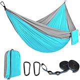 EDWINENE Outdoor Camping Hängematten Doppelhängematte 300 x 200 cm, Ultraleichte Reisehängematte mit Einer Kapazität von bis zu 300 kg, Hängematte aus 210T Fallschirmnylon für Garten (HTL3M)
