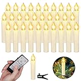 ZIYOUDOLI 30er LED Weihnachtskerzen mit Fernbedienung Timer Dimmbar, Christbaumkerzen Kabellose Weihnachtsbaumkerzen für Weihnachtsbaum Weihnachtsdeko Hochzeit (30stück)