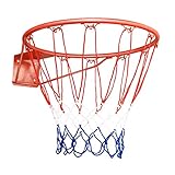 DREAMADE Basketballkorb mit Netz, Hängender Basketballring aus Stahl & Nylonseil, Standard Rim Ø 45 cm, Tür- und Wandmontage, Wetterfest für Indoor & Outdoor, für Erwachsene & Kinder