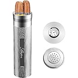 SPIPER Zigarren Humidor aus Edelstahl, Reise Zigarrenetui Röhre für 3 bis 4 Zigarren, Tragbarer Zigarrenetui, Zigarren Hygrometer, Geschenk für Liebhaber, Ideal zum Ausgehen oder Kurztrips
