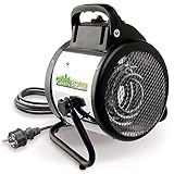 BioGreen Elektro-Gewächshausheizung Palma mit manuellem Thermostat | IPX4 spritzwassergeschützt, energiesparend | 163 m³/h Luftumwälzung | 2000 Watt