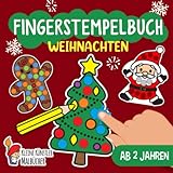 Fingerstempelbuch Ab 2 Jahren: Weihnachten - Fingerstempeln, Malen und Basteln! - Das große Fingerstempel Buch für Kinder - Bastelbuch für Jungen und Mädchen - Fingerfarben Stempelbuch Ab 2