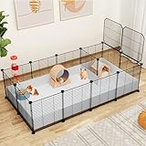 YITAHOME Kleintierkäfig-Laufstall, Kaninchen-Meerschweinchen-Käfig-Laufstall mit wasserdichter Kunststoffauskleidung, Metall-Laufstall für Hamster, Lebensraumzaun mit DIY 24-teiligen Paneelen