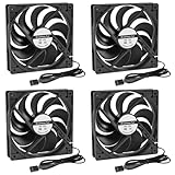 4Pack PWM - PC-Lüfter, 120 mm PWM-Gehäuselüfter CPU-Lüfter 120mm 120x120x25mm 12V Schwarz Computer-Gehäuselüfter Gehäuselüfter, 3pin PWM Silent Computer Fan
