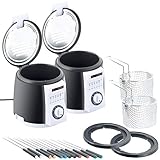 Rosenstein & Söhne Minifritteuse: 2er-Set kompakte Tisch-Fritteusen mit Fondue-Set, 0,9 Liter, 840 Watt (Fondue & Mini-Fritteuse, Rechaud)