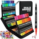 Kebuye Filzstifte Set - 100 Farben Dual Brush Marker Pens Feine Spitze & Pinselspitze für Erwachsene und Kinder–Zum Ausmalen Zeichnen DIY-Projekte Lettering