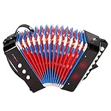 Asixxsix Kinderakkordeon, 10 Tasten Knopfakkordeon Diatonisch für Solo und Ensemble, Mini Akkordeon Musikinstrument Lernspielzeug Geburtstagsgeschenk für über 5 Jahre Alte Kinder Kleinkinder(Schwarz)