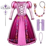 Spooktacular Creations Halloween Kind Mädchen Prinzessin Kostüm: hellviolettes Kleid mit blonder Perücke, Puffärmeln, für Kleinkinder, Mädchen, Halloween, Geburtstag, Teeparty