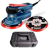 FANZWORK Exzenterschleifer MODEL FZ-EZ150A 5mm Schleifhub mit 150mm Schleifteller Klett. 350W bürstenlosen EC-Motor, inkl. 15x Schleifpapier, 1x Ersatz-Schleifteller, Tragkoffer